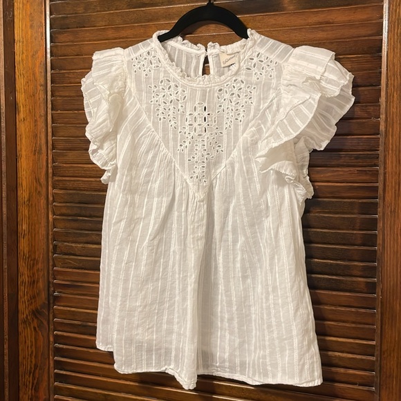 Universal Thread White Eyelet Ruffle Blouse - Picture 2 of 6